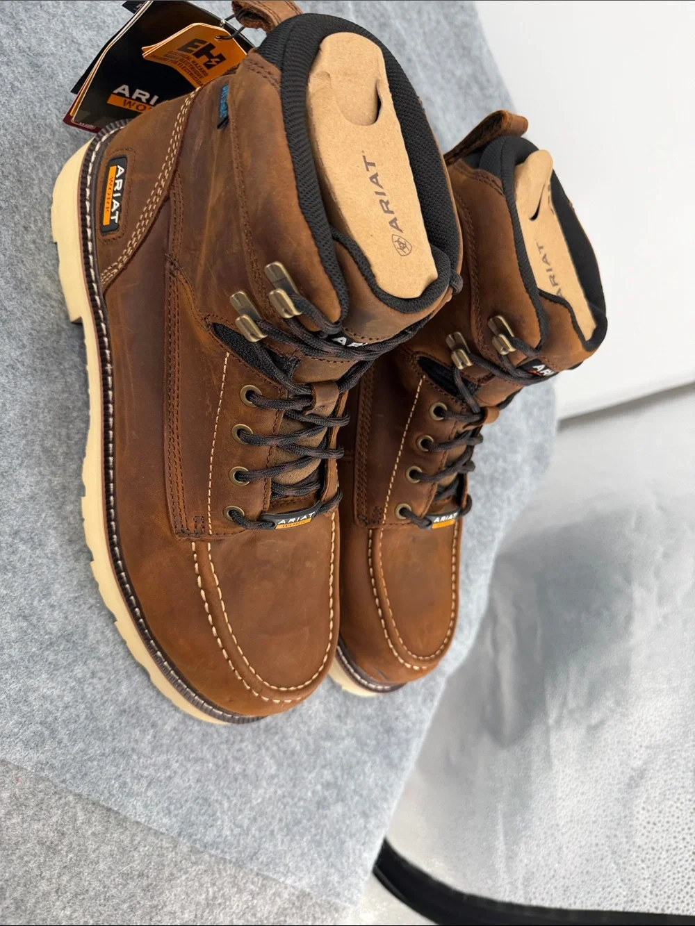 Ariat Work Rebar Lift dry shield slip resistant   Leather Lace-Up Work Boots NWT